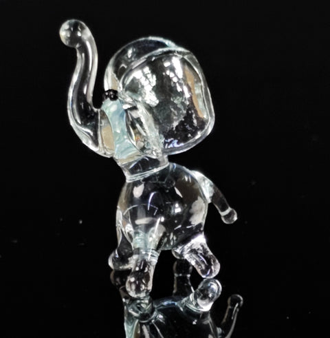 Clear Glass Elephant Figurine, Handmade Murano Quality Design - Small