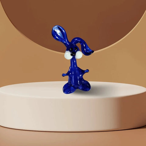 Blue Glass Rabbit Figurine, Handmade Murano Quality Design - Small