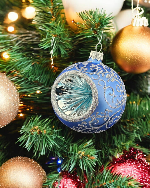 Light Blue Blown Glass Ornament - Light Blue Refractor