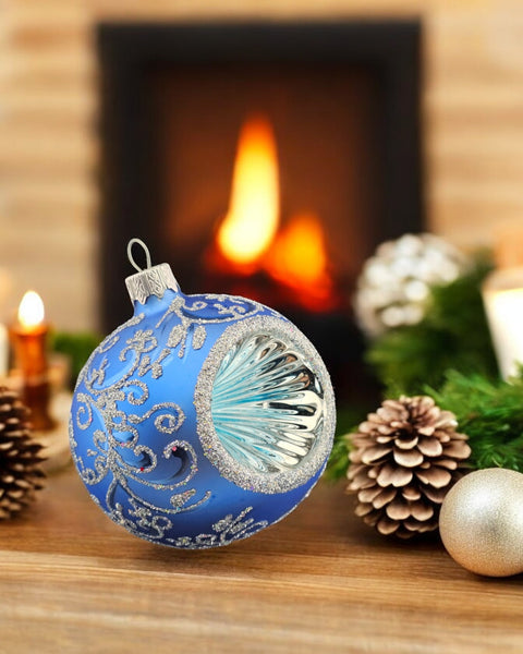 Light Blue Blown Glass Ornament - Light Blue Refractor