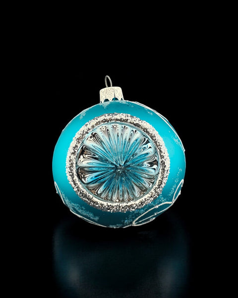 Aqua Blown Glass Ornament -  Aqua Refractor Design