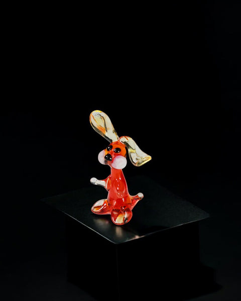 Red Glass Rabbit Figurine, Handmade Murano Quality Design - Small