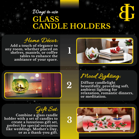 Glass Candle Holder - Santa Claus In Sleigh Design