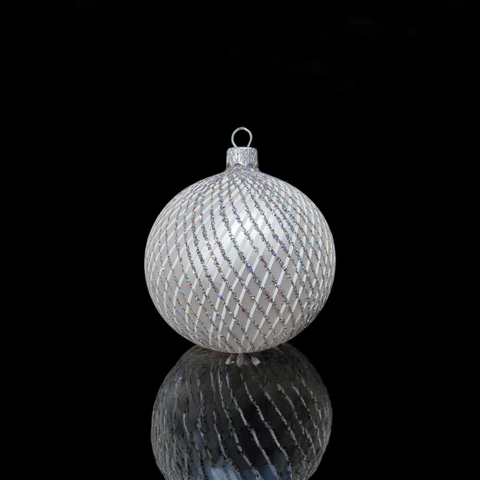 Silver Blown Glass Ornament - Handcrafted - Disco Ball Design