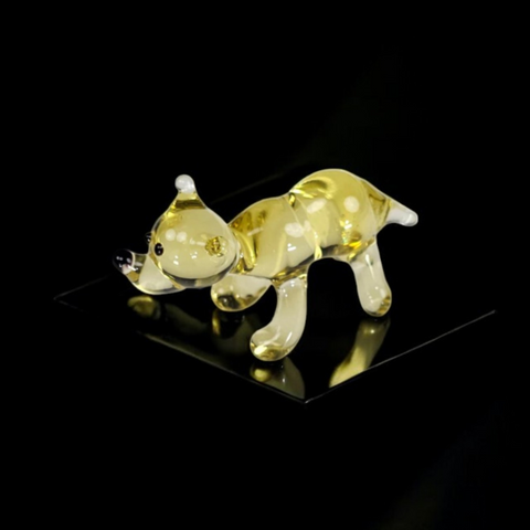 Amber Glass Bear Figurine, Handmade Murano Quality Design - Small