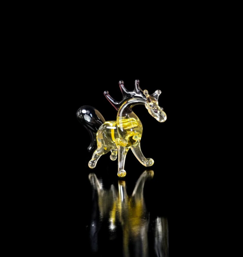 Amber Glass Horse Figurine, Handmade Murano Quality Design - Small